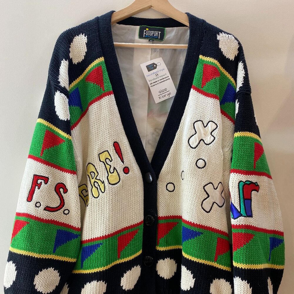Funsport Vintage Golf Graphic Sweater (80s 90s) Oversized Retro - Size XL